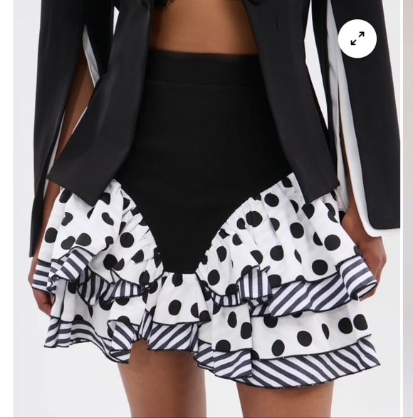AKIRA Dresses & Skirts - AKIRA Black and White Polka Dot Layered Mini Skirt